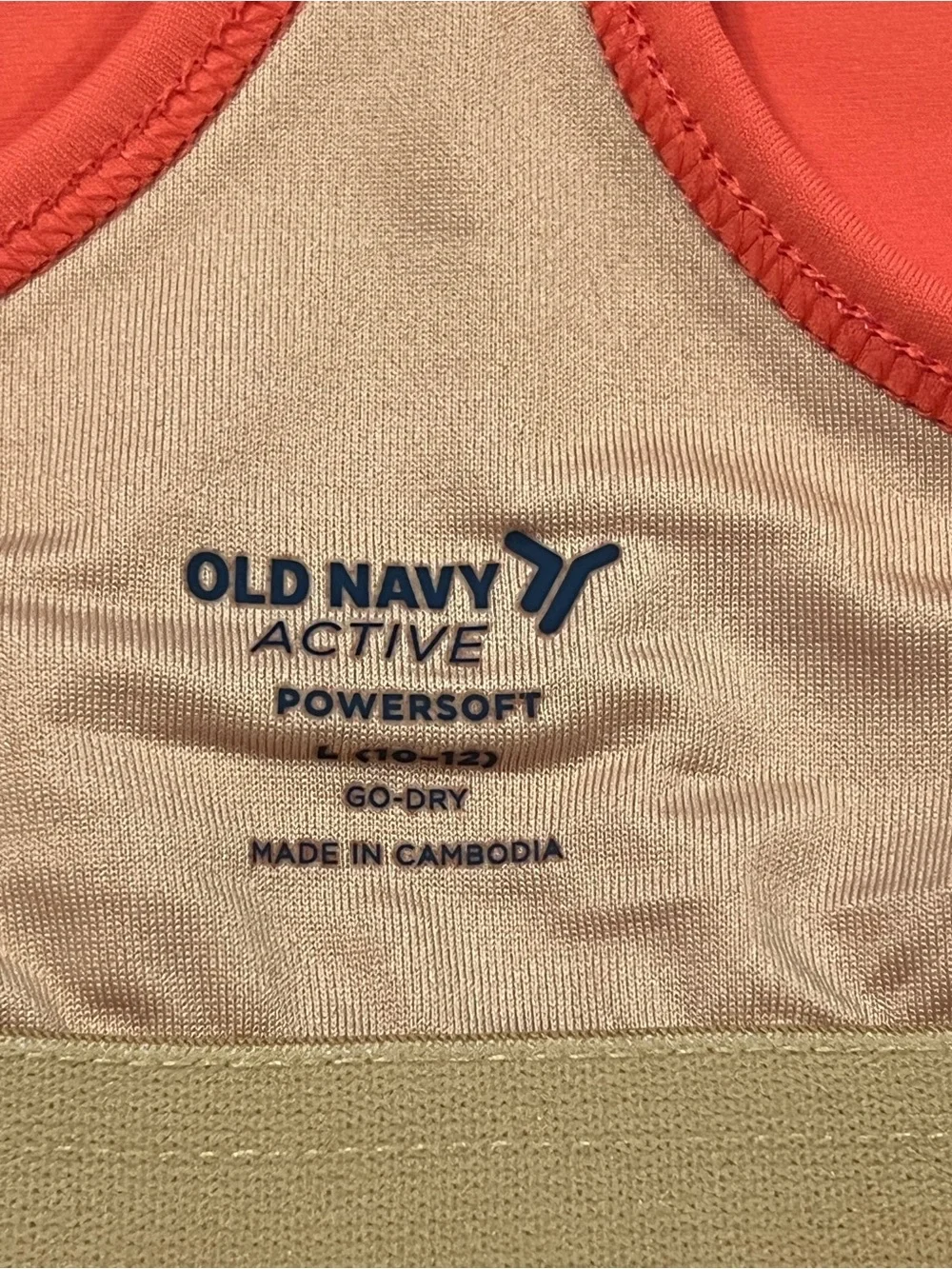 NWT Girls Old Navy Active PowerSoft Sports Bra Orange Coral Size L (10-12)